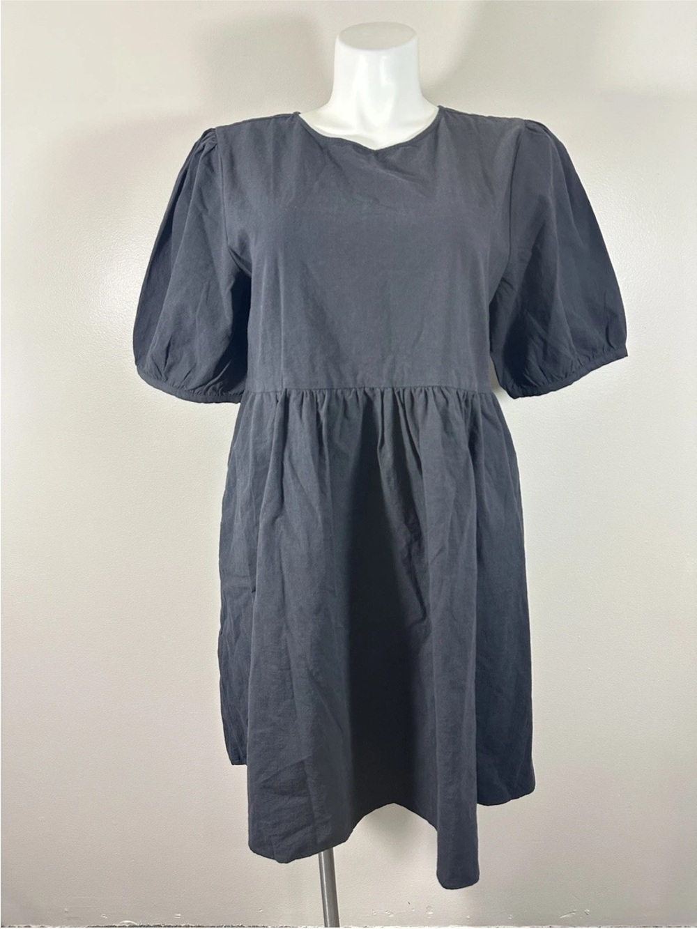 Tradlands Nico 2.0 Size Large Women’s Black Charcoal Balloon Sleeve Mini Dress